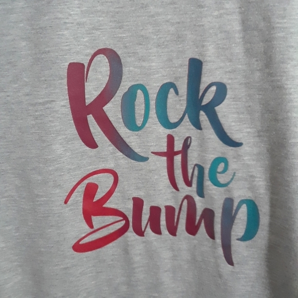 Thyme Maternity grey XL Rock the Bump Ladies Graphic T Shirt - Picture 3 of 5